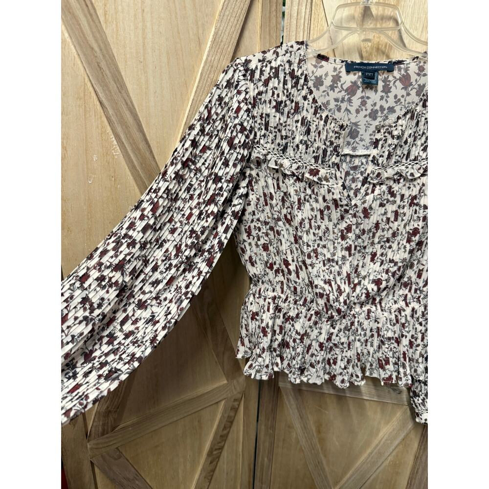 FRENCH CONNECTION floral boho pleated Alison blouse top - Picture 7 of 8